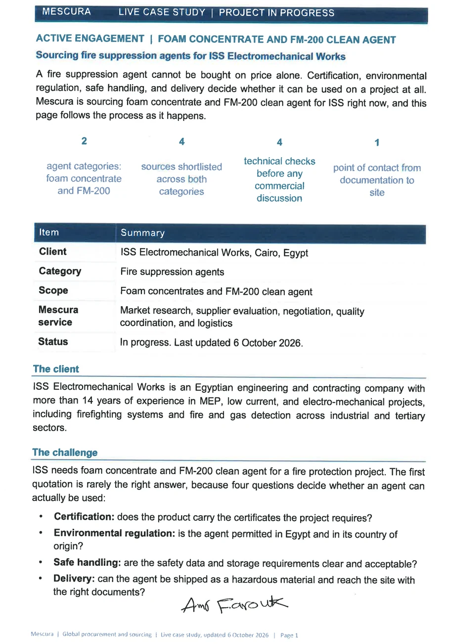 Capital equipment business case used to assess a procurement investment