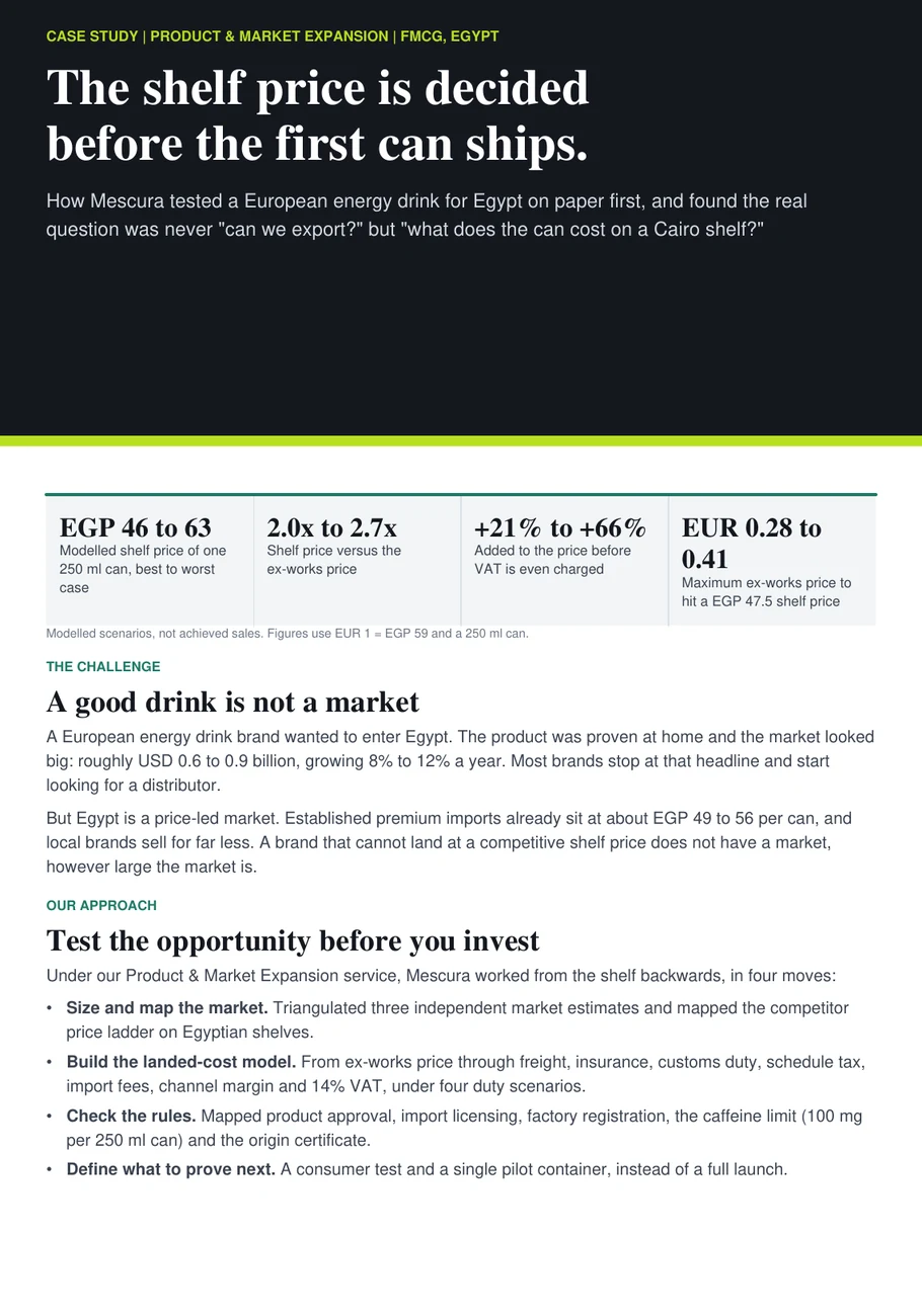 Market expansion case study Egypt for an energy drink
