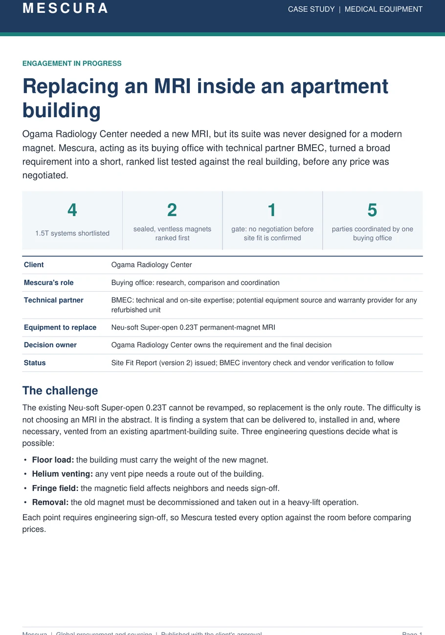 MRI procurement case study for medical equipment sourcing